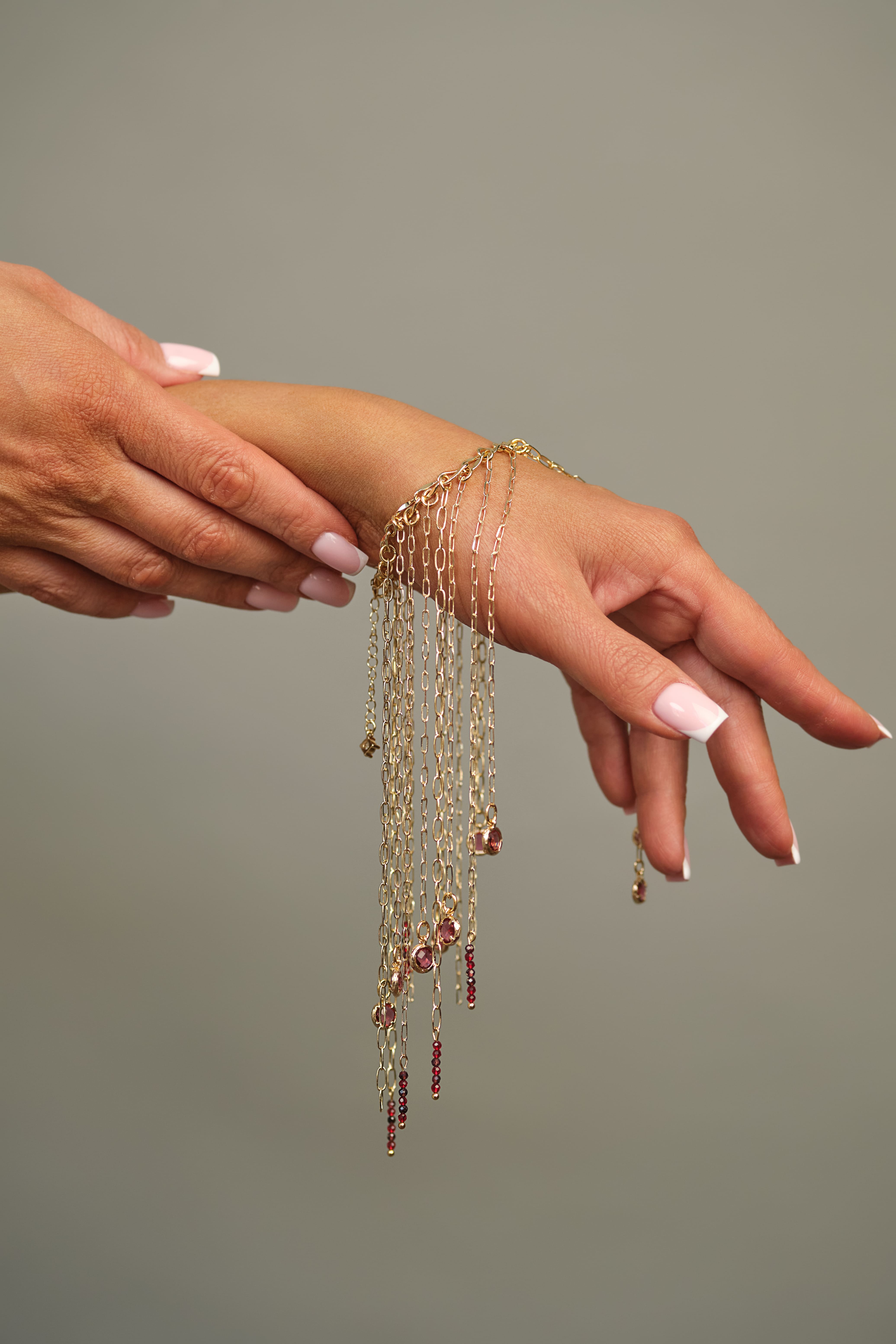 Браслет «Танго» с гранатом и кристаллами