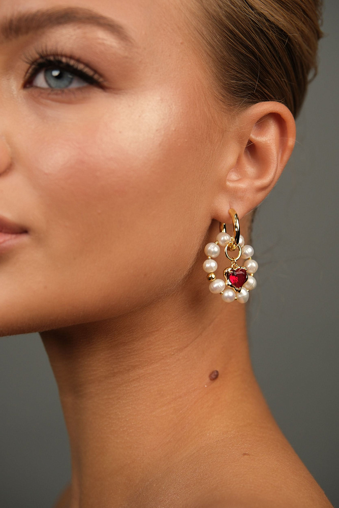 Серьги «Романтик» с красными сердечками