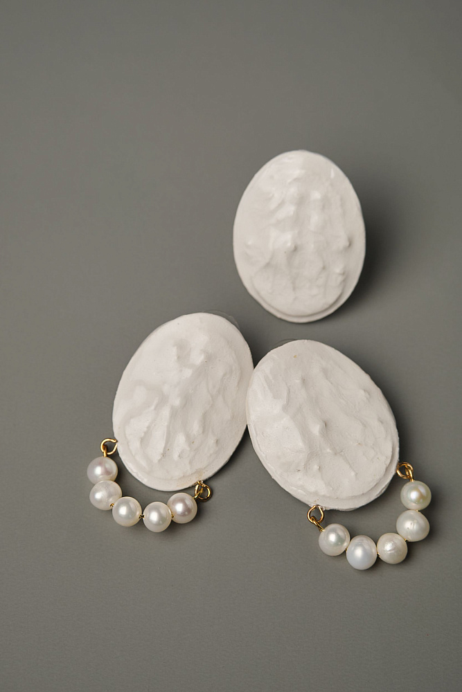 Серьги и кольцо «Камеи» с натуральным жемчугом - фото 3