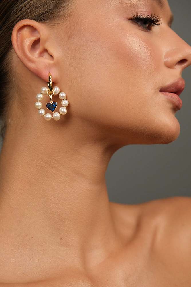 Серьги «Романтик» с синими сердечками - фото 2