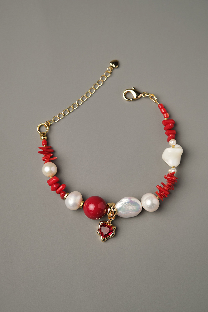 Браслет «Коралловый риф» с кораллами и жемчугом - фото 2