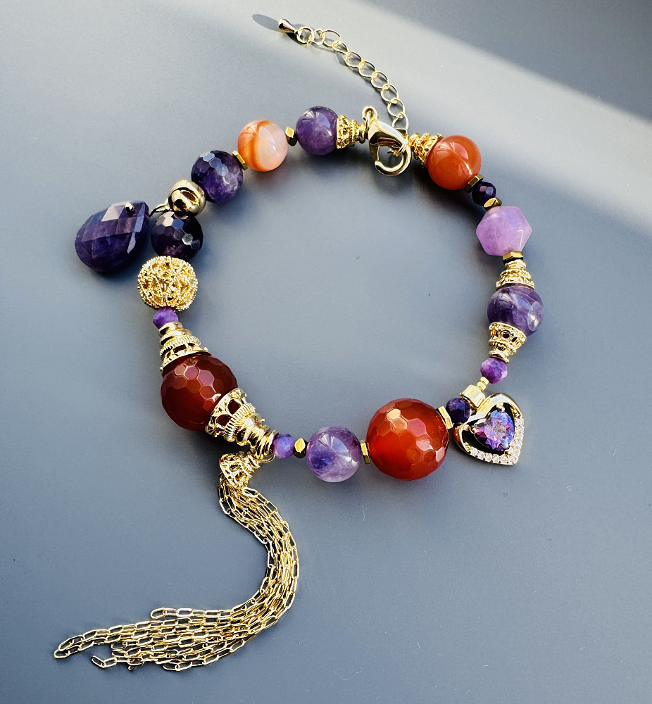 Браслет «BALI» с сердоликом и аметистами - фото 2