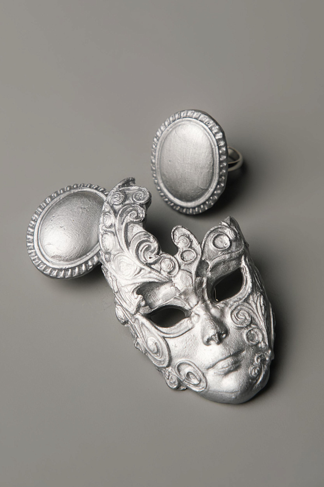 Серьги и кольцо «Карнавал». Цвет: серебро - фото 5