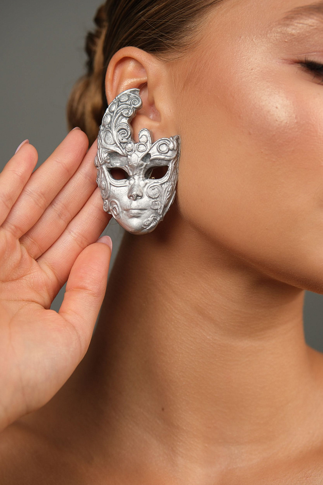 Серьги и кольцо «Карнавал». Цвет: серебро - фото 2