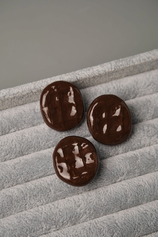 Серьги и кольцо «Crocodile skin» коричневые - фото 2