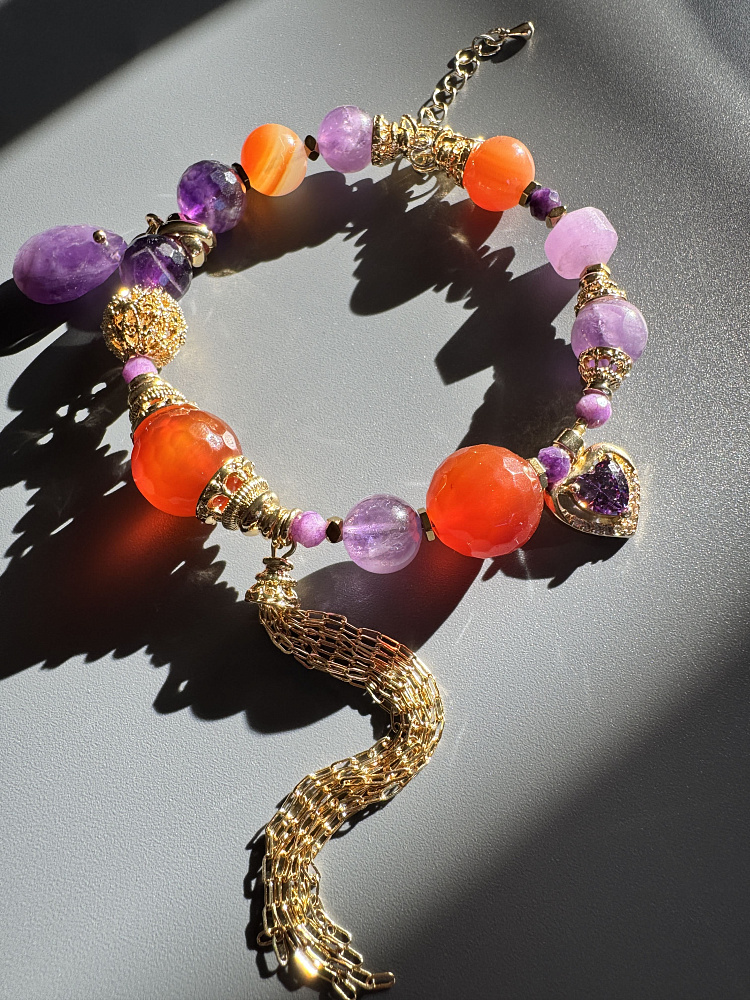 Браслет «BALI» с сердоликом и аметистами - фото 6