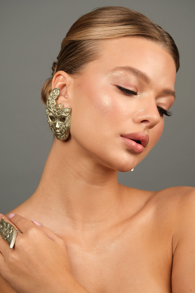 Серьги и кольцо «Карнавал». Цвет: шампань - фото 4