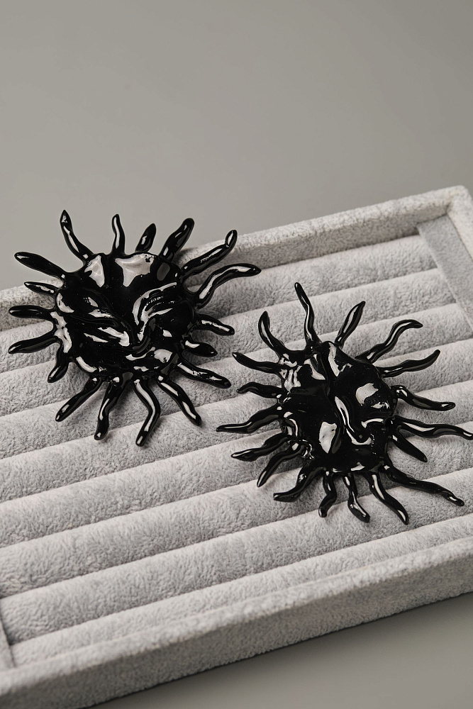 Cерьги «SUN» чёрные - фото 2